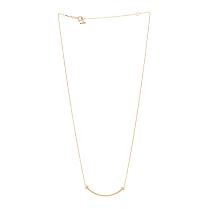 Tiffany 18K Yellow Gold Small T Smile Pendant Necklace 3 of 5