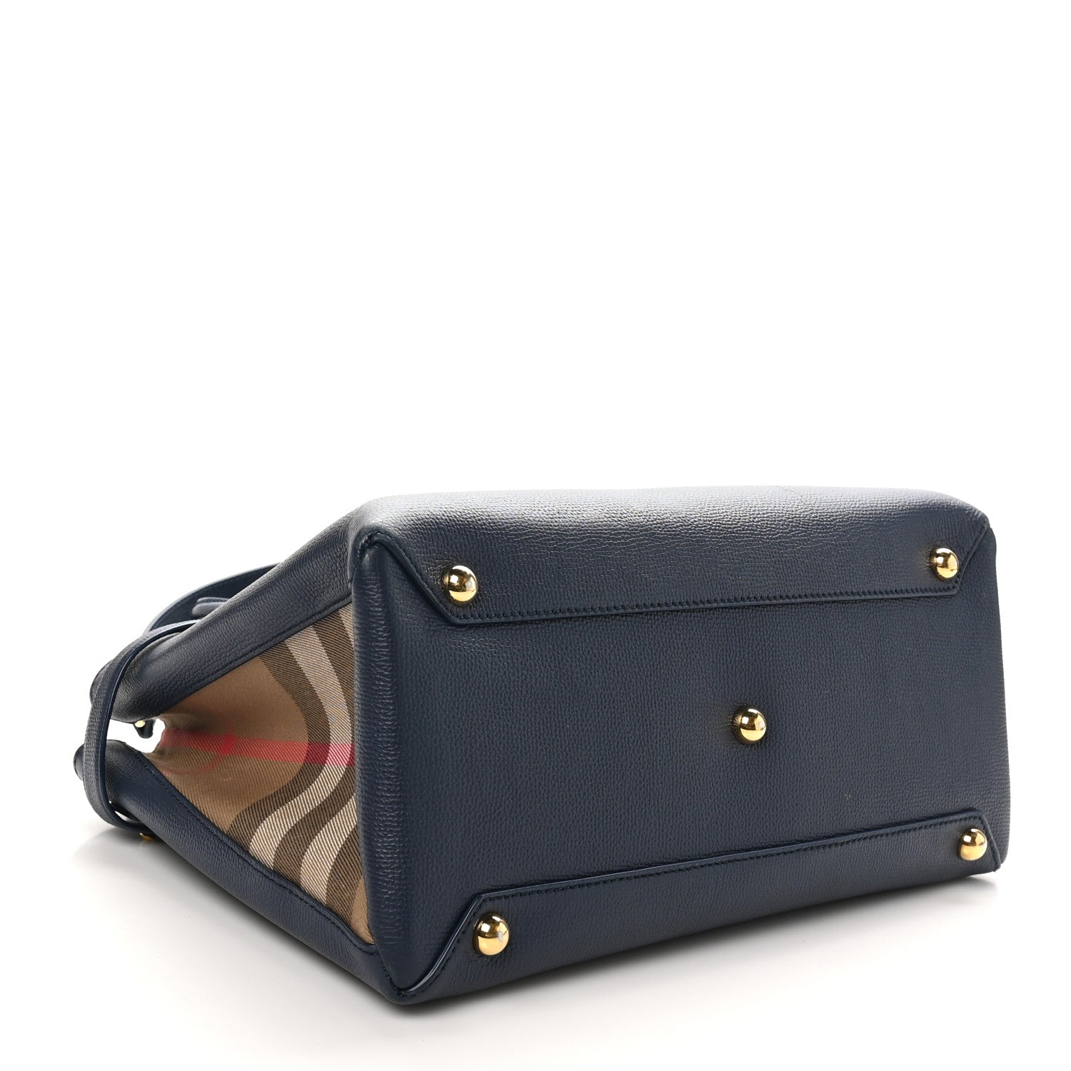 Burberry Derby Calfskin Vintage Check Medium Banner Tote Regency Blue 4 of 9