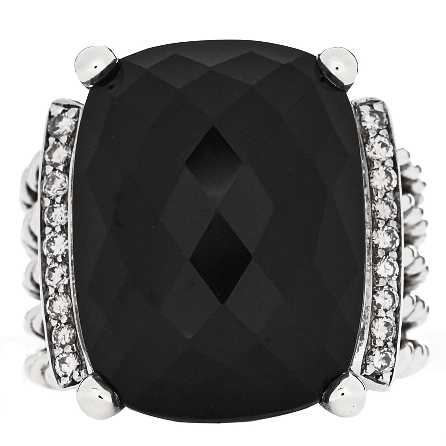 Sterling Silver Diamond Black Onyx 20mm Wheaton Ring 54 6.75