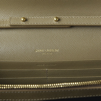 Saint Laurent Grain De Poudre Matelasse Chevron Monogram Chain Wallet Deep Beige 8 of 10