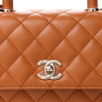 Chanel Caviar Quilted Mini Coco Handle Flap Light Brown 10 of 11