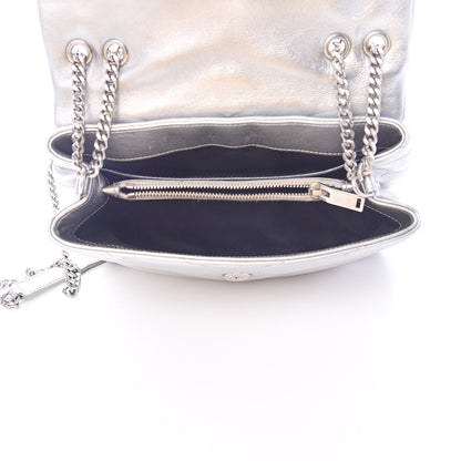 Saint Laurent Calfskin Y Quilted Monogram Small Loulou Chain Satchel Silver 5 of 15