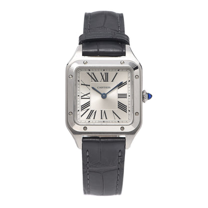 Cartier Stainless Steel Alligator 27.5mm Santos Dumont Quartz Watch Grey 1 of 5