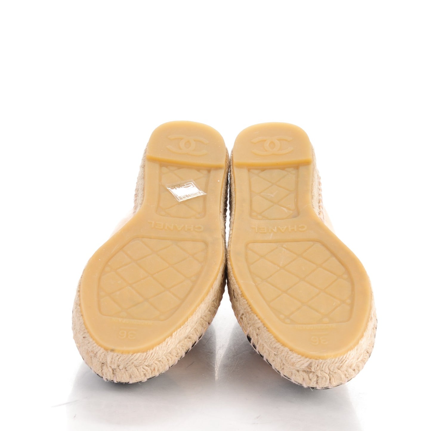 Lambskin CC Espadrilles 36 Beige Black