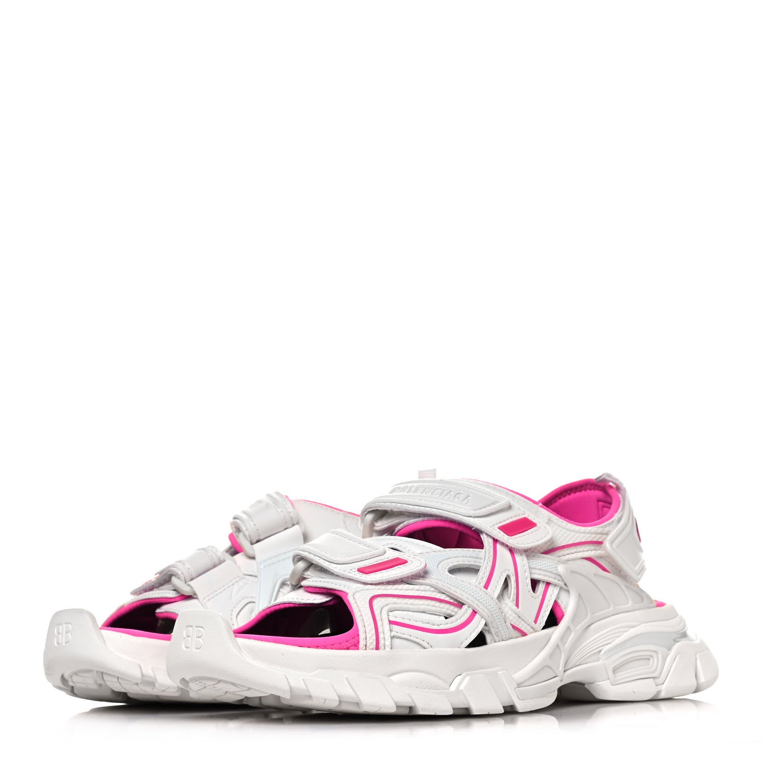 Balenciaga Rubber Neoprene Bi-Color Womens Track Sandals 37 White Fluo Pink 3 of 8