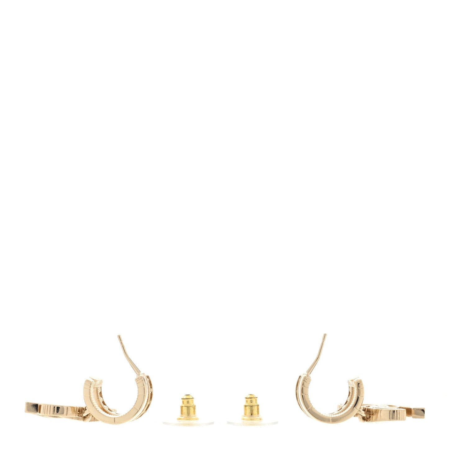 Crystal Pearl CC Hoop Drop Earrings Gold