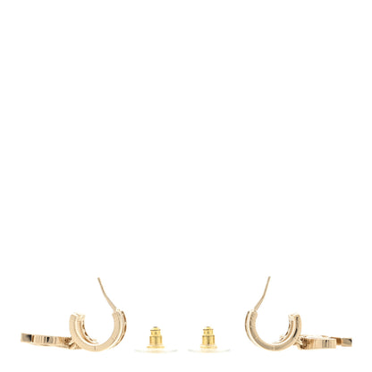 Chanel Crystal Pearl CC Hoop Drop Earrings Gold 3 of 4