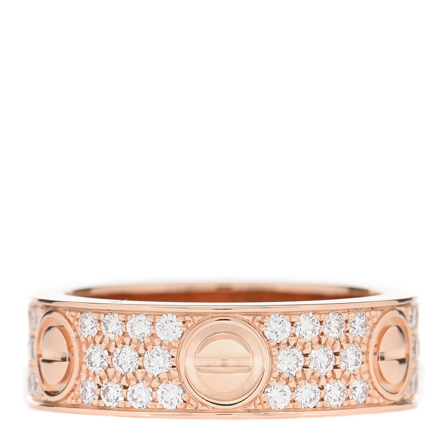 18K Pink Gold Diamond 6.5mm LOVE Paved Ring 58 8.25
