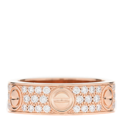 Cartier 18K Pink Gold Diamond 6.5mm LOVE Paved Ring 58 8.25 3 of 4