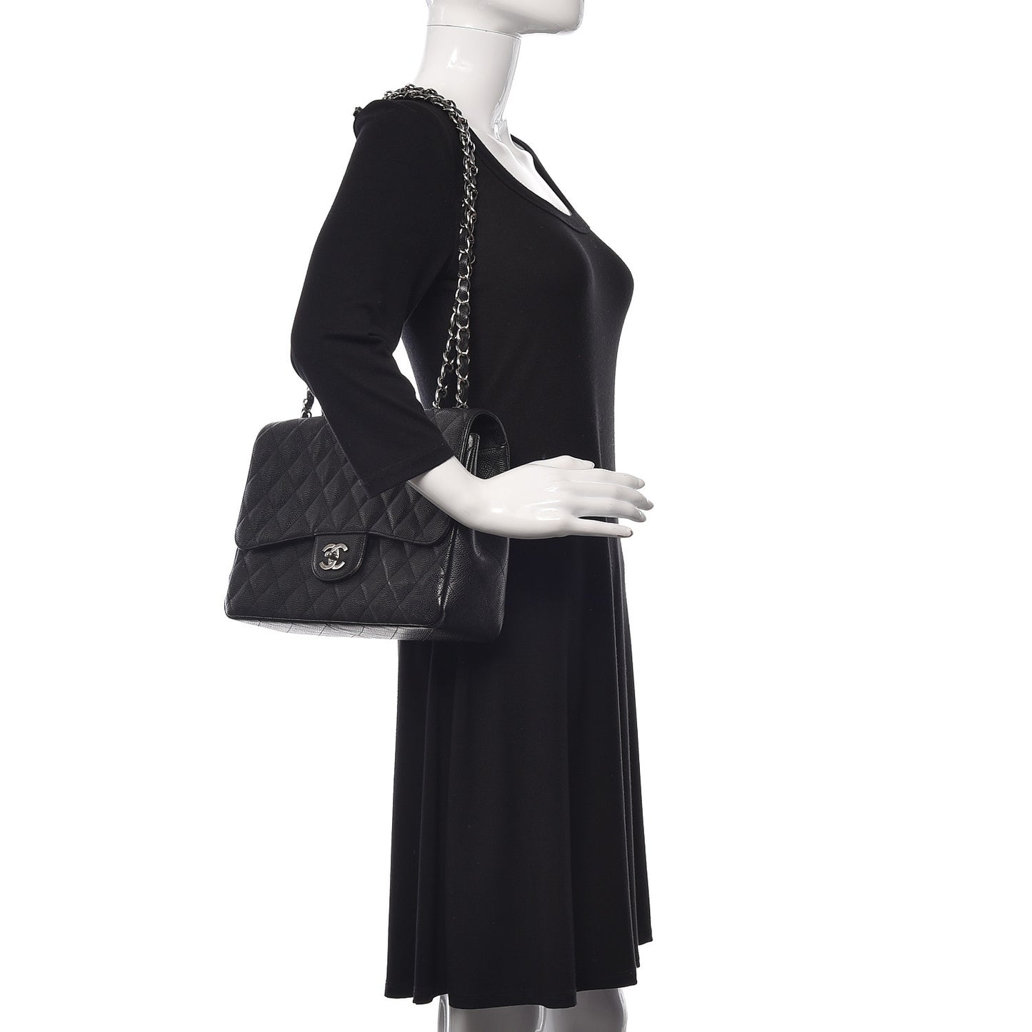 Caviar Quilted Jumbo Single Flap Black