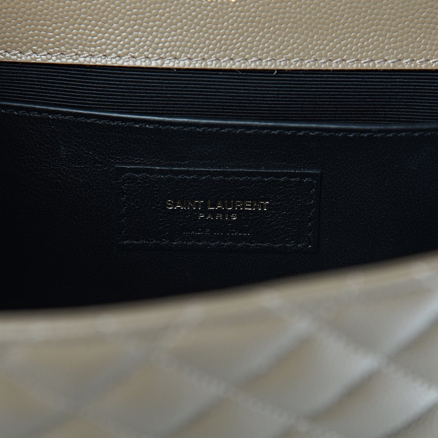 Saint Laurent Grain De Poudre Textured Mixed Matelasse Medium Triquilt Monogram Satchel Taupe 7 of 11
