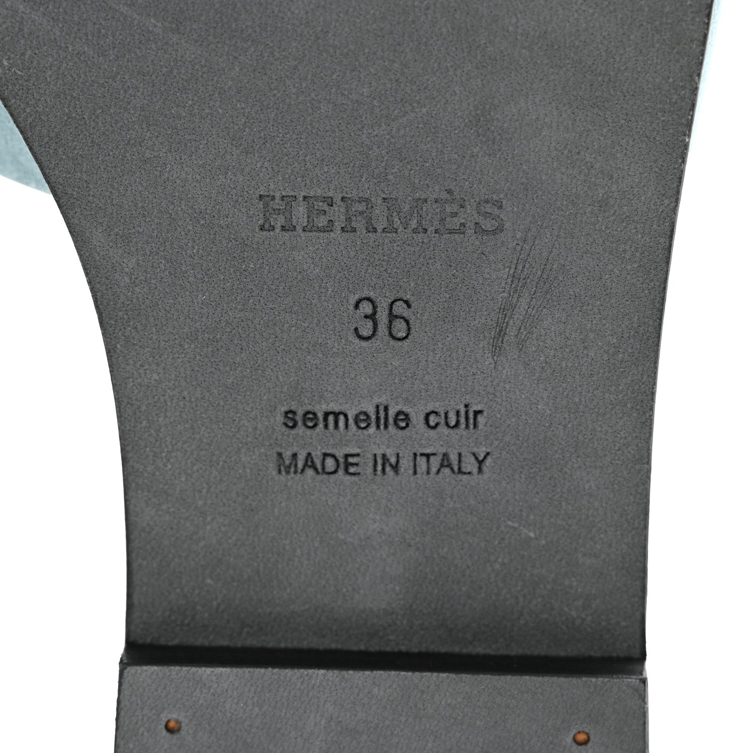 Hermes Suede Goatskin Oran Sandals 36 Vert D'eau Vert Anglais 7 of 9