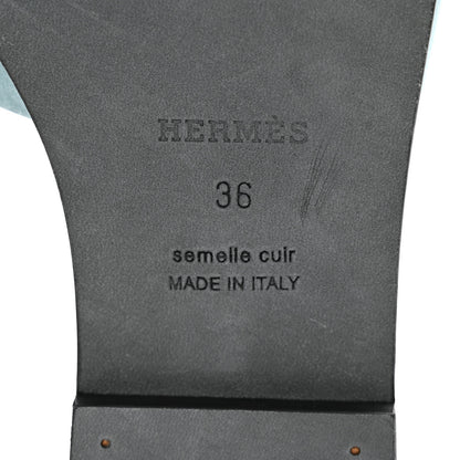 Hermes Suede Goatskin Oran Sandals 36 Vert D'eau Vert Anglais 7 of 9