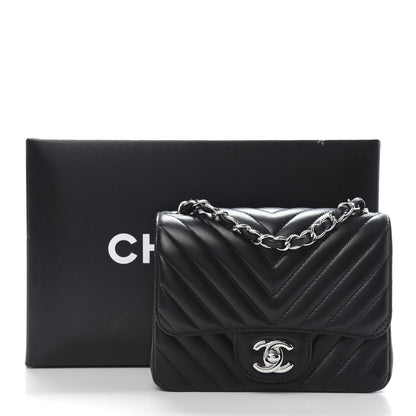 Chanel Lambskin Chevron Quilted Mini Square Flap Black 11 of 11