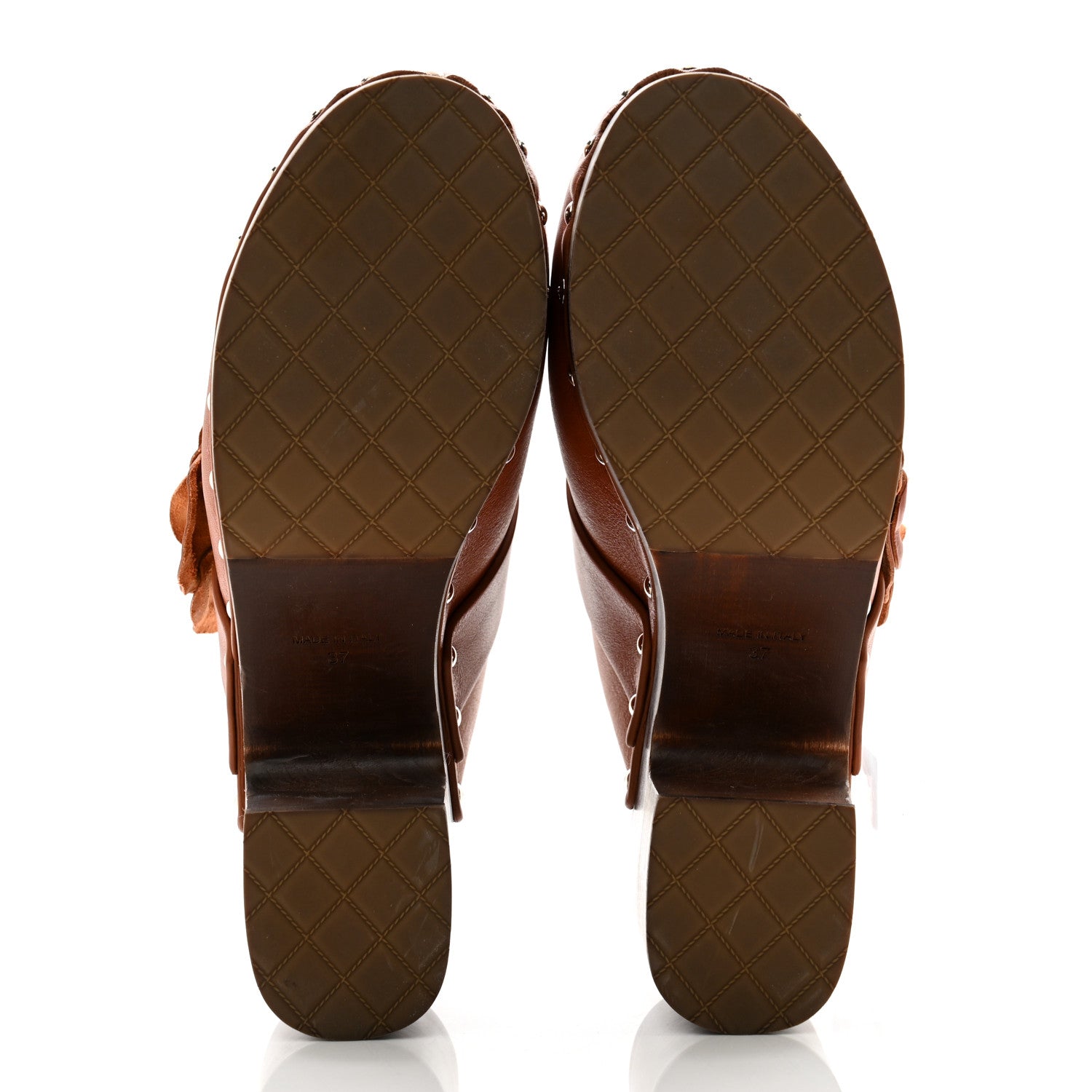 Chanel Calfskin Camellia Clogs 37 Brown 5 of 11