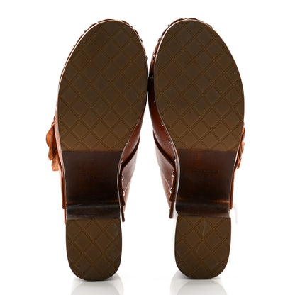 Chanel Calfskin Camellia Clogs 37 Brown 5 of 11