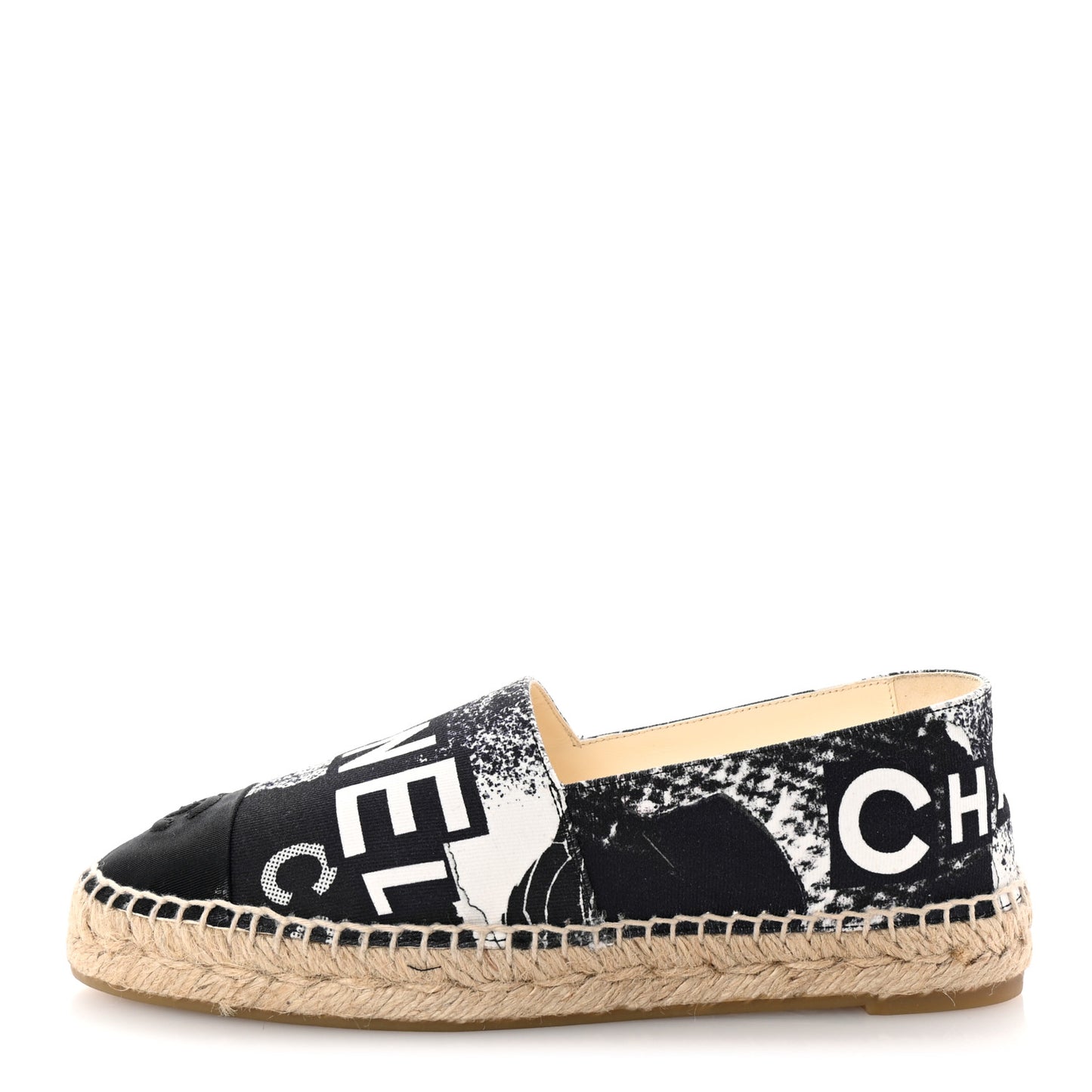 Printed Canvas Grosgrain 31 Rue Cambon Espadrilles 38 Black White