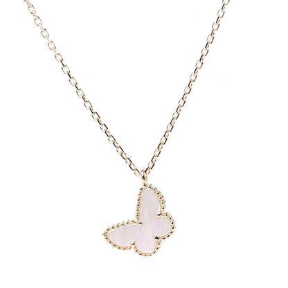 Van Cleef & Arpels 18K Yellow Gold Mother of Pearl Sweet Alhambra Butterfly Pendant Necklace 4 of 7