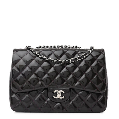 Chanel Patent Quilted Jumbo Single Flap Plum 1 of 15