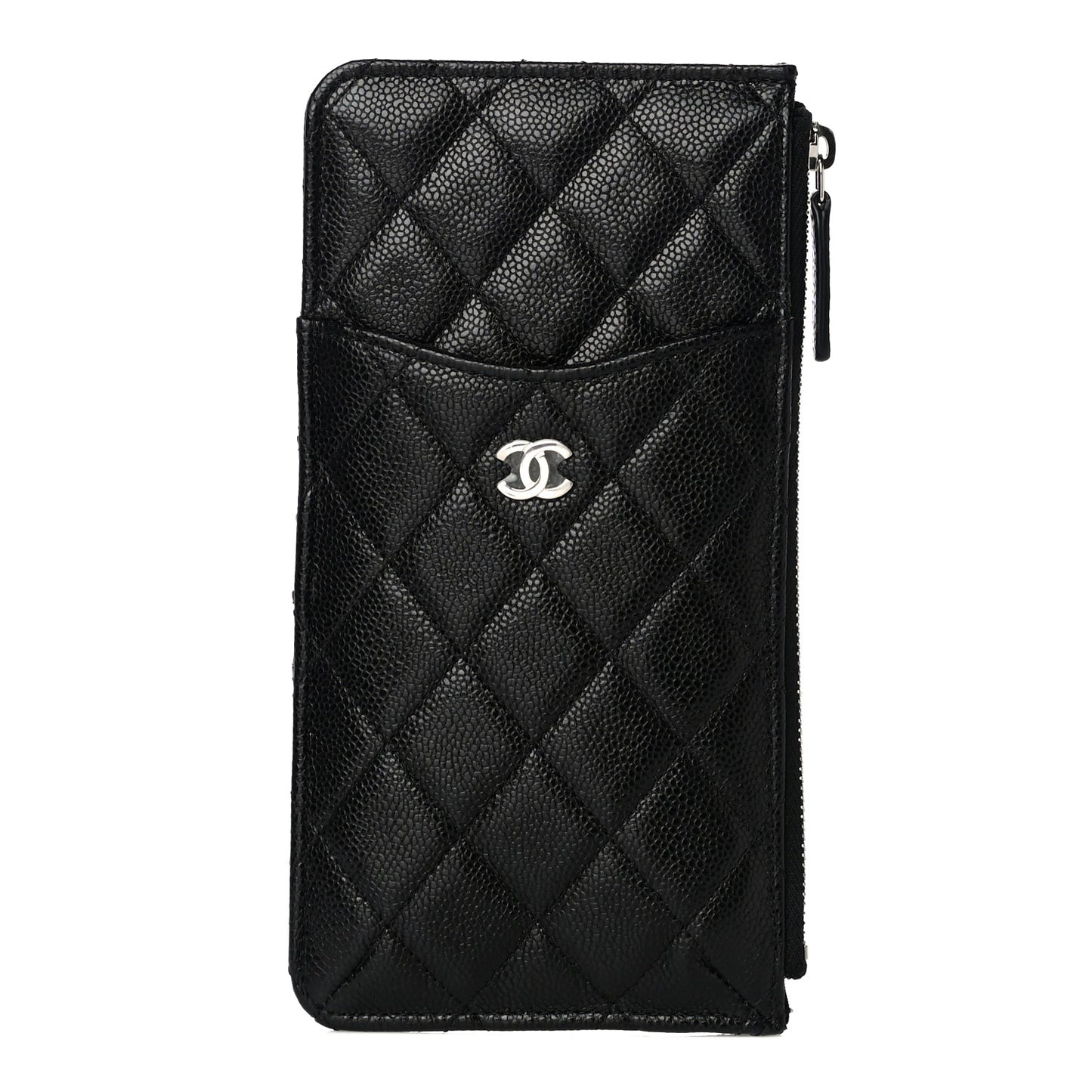Caviar Quilted Classic Flat Wallet Pouch Black