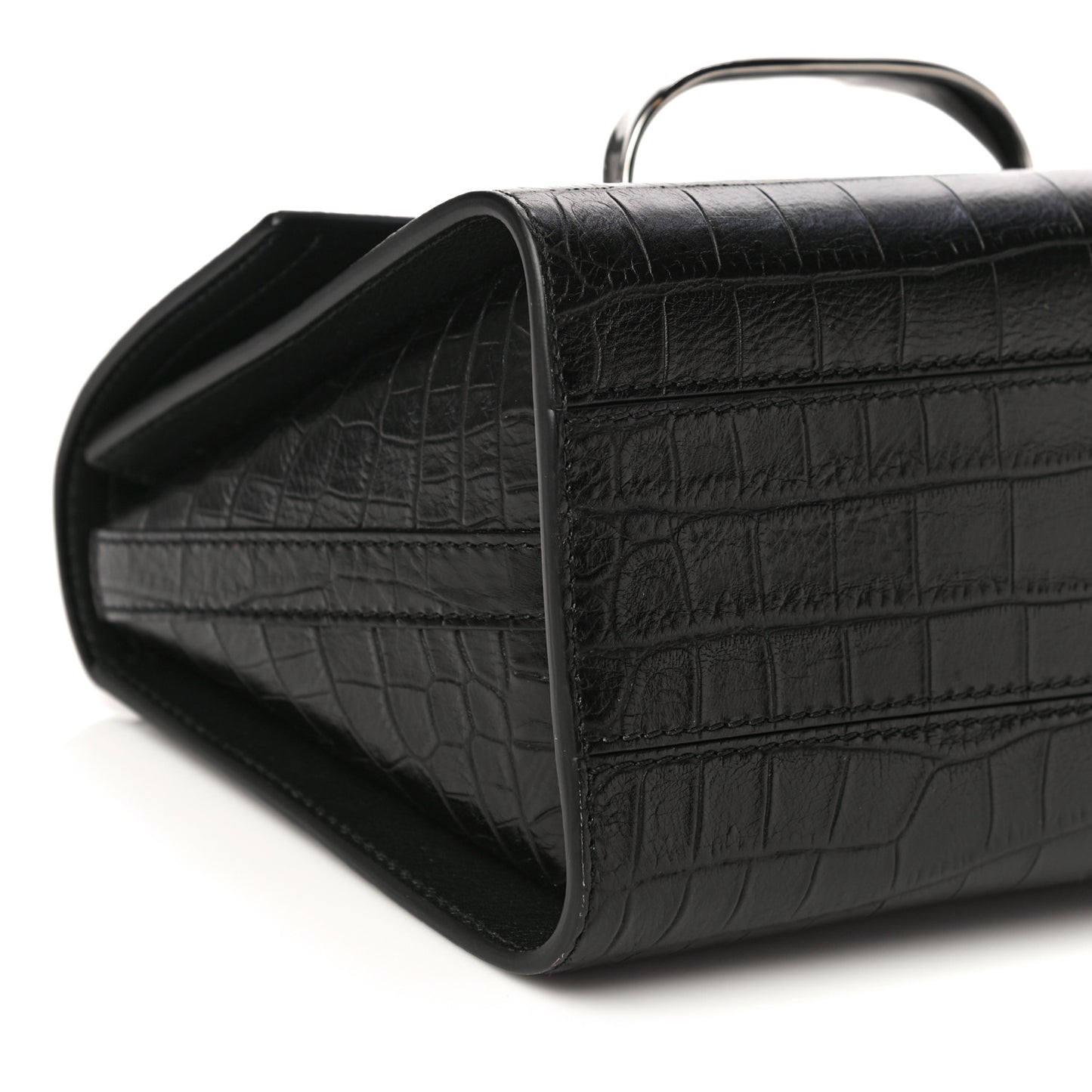 Calfskin Crocodile Embossed The Story Bag Black