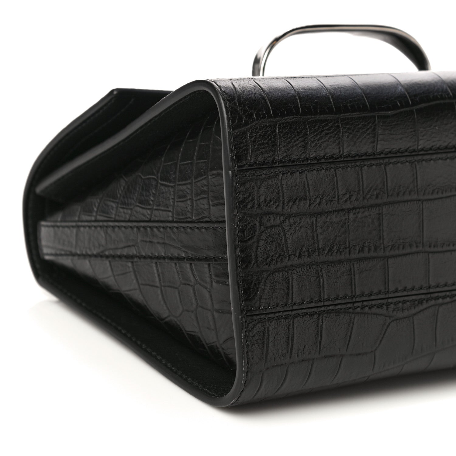 Alexander McQueen Calfskin Crocodile Embossed The Story Bag Black 4 of 8