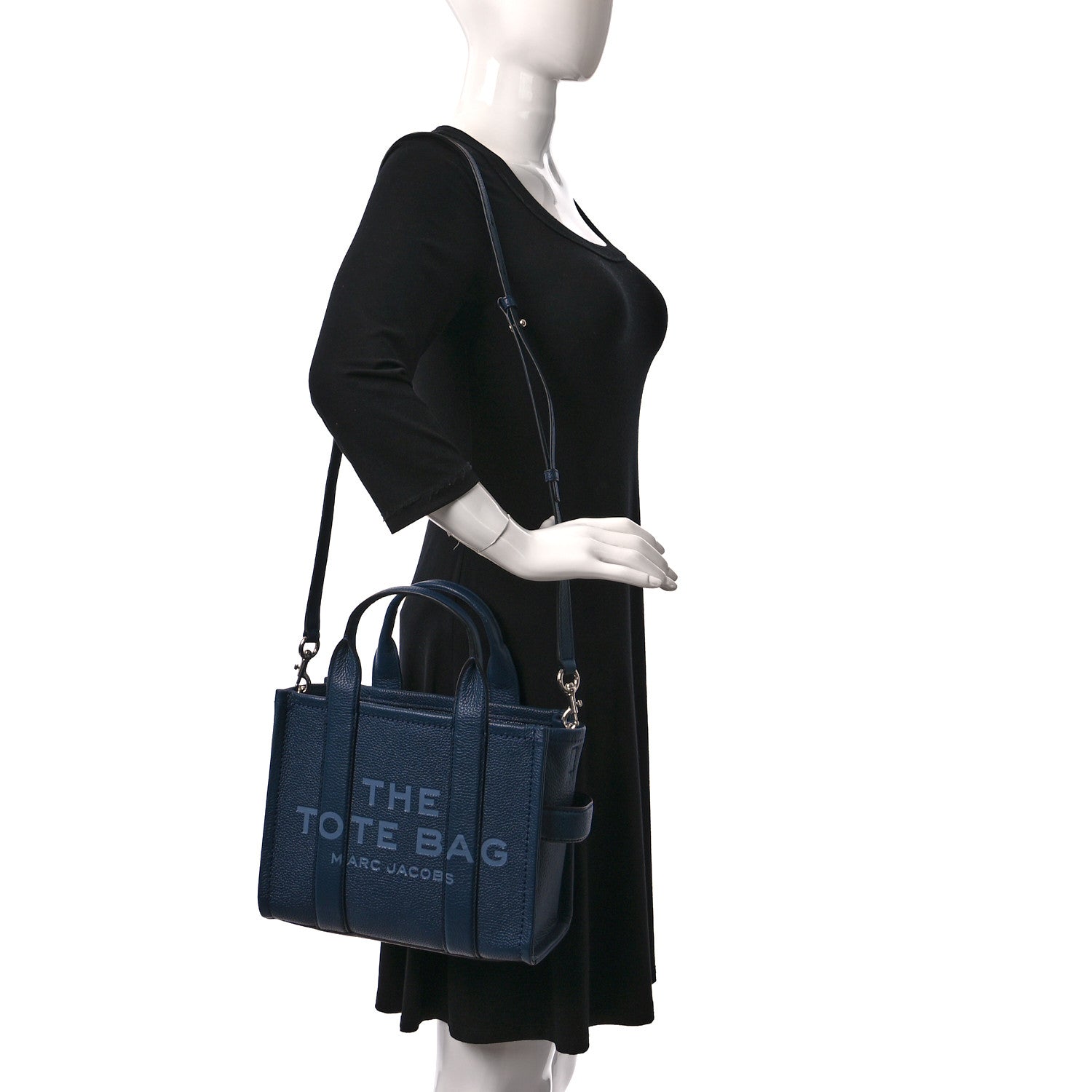Marc Jacobs Grained Calfskin Small The Tote Bag Blue Sea 2 of 9