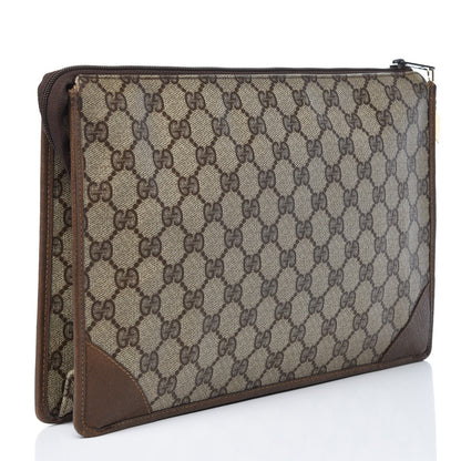 Gucci GG Supreme Monogram Large Zip Pouch Beige Brown 3 of 12