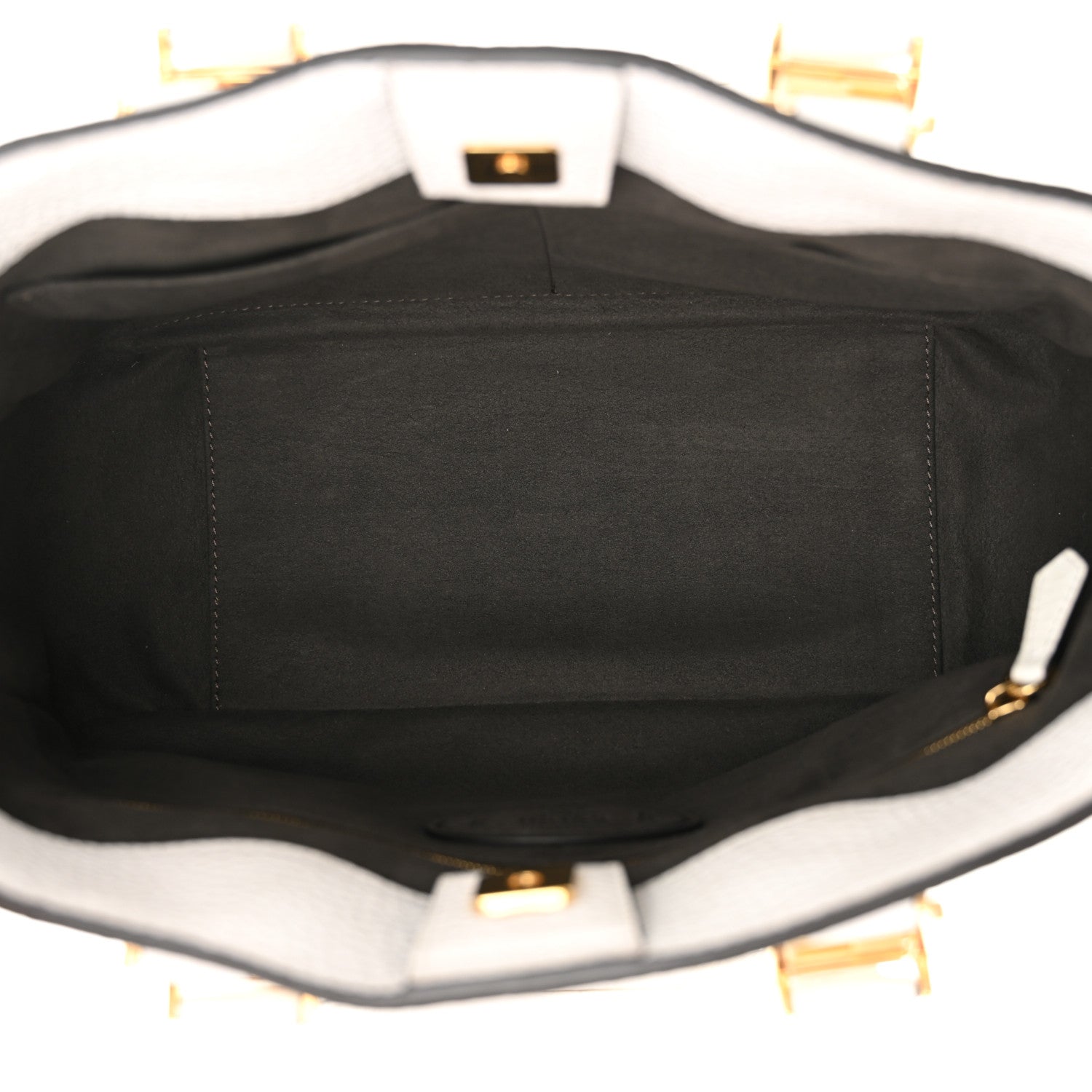 Fendi Cuoio Romano Selleria Small FF Tote White Ice 5 of 11