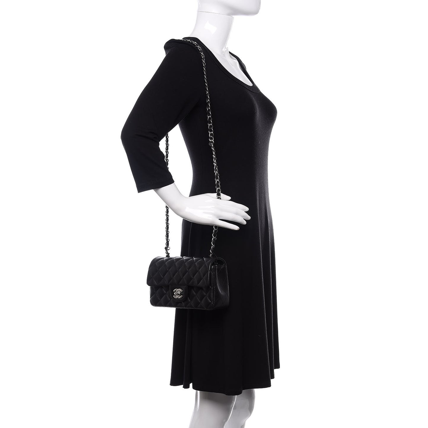 Lambskin Quilted Mini Rectangular Flap Black