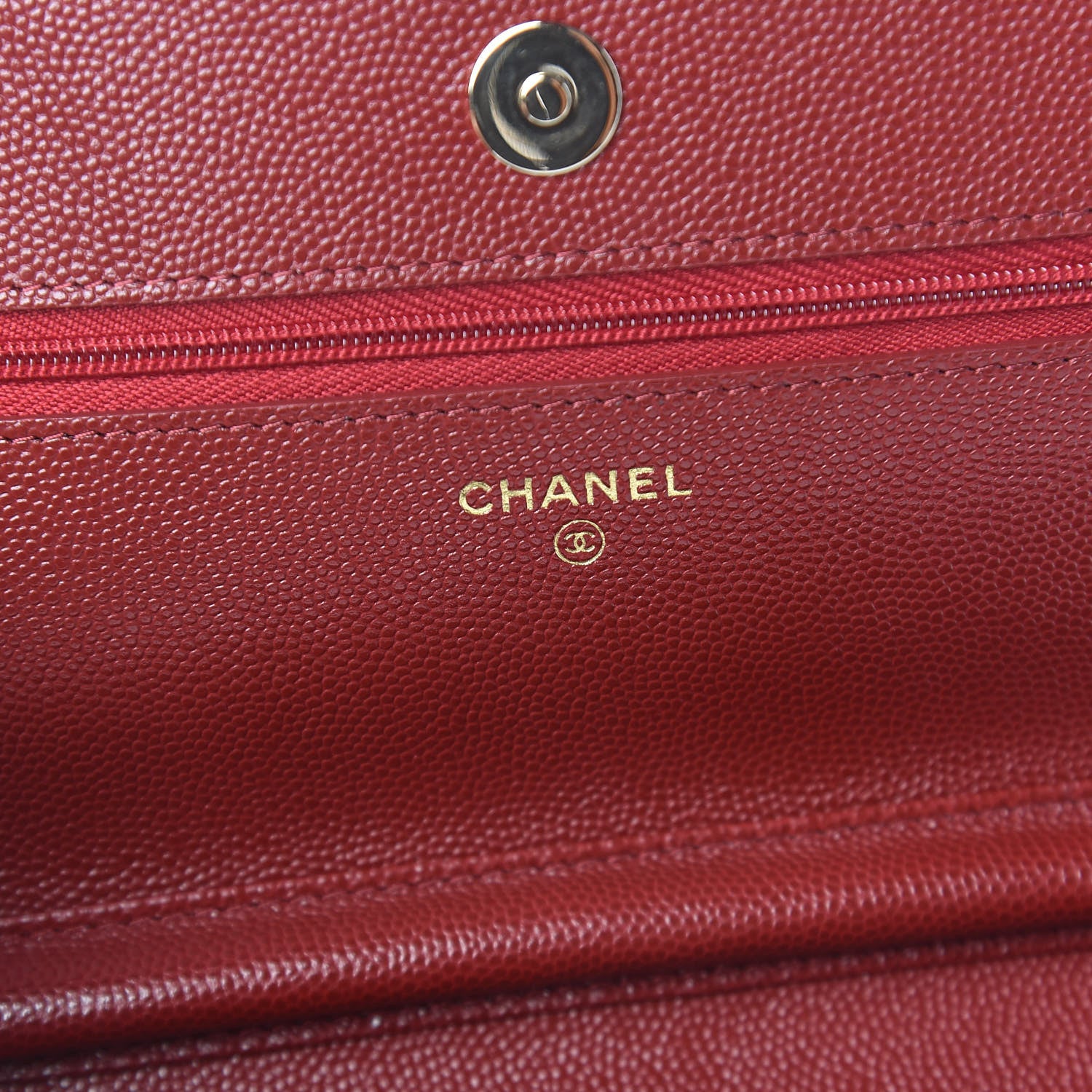 Chanel Caviar Quilted Wallet On Chain WOC Dark Red 8 of 11