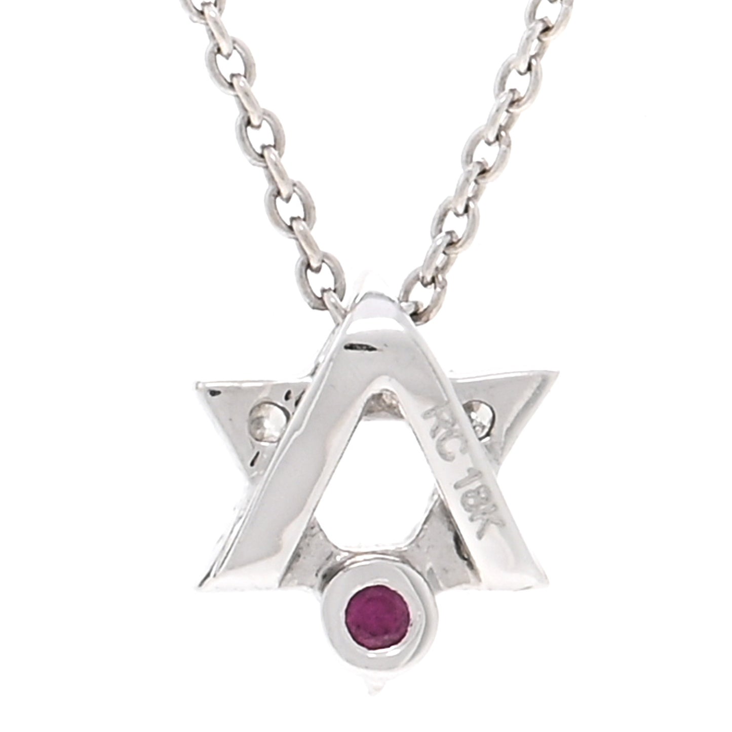 18K White Gold Diamond Tiny Treasures Star of David Pendant Necklace