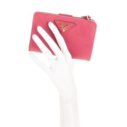 Prada Saffiano Compact Wallet Peonia 2 of 6