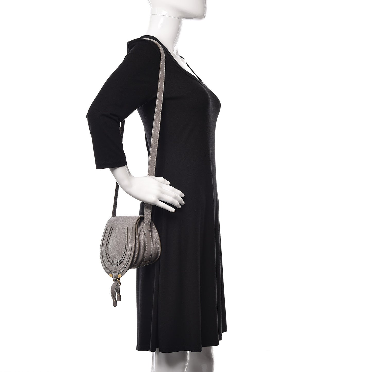 Calfskin Mini Marcie Round Crossbody Bag Cashmere Grey