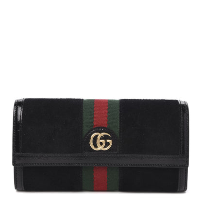 Gucci Suede Patent GG Web Ophidia Continental Wallet Black 1 of 7