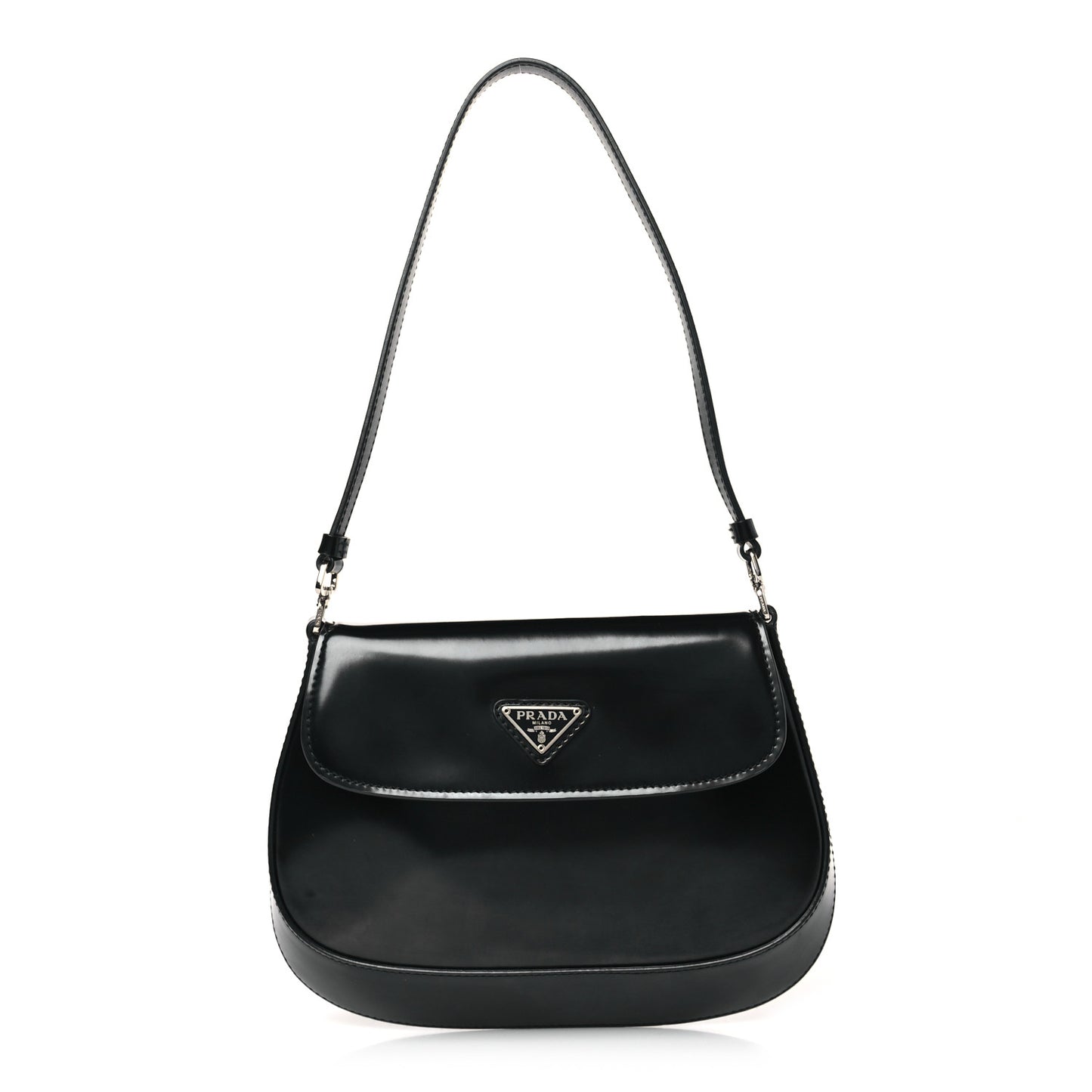 Spazzolato Cleo Flap Shoulder Bag Black