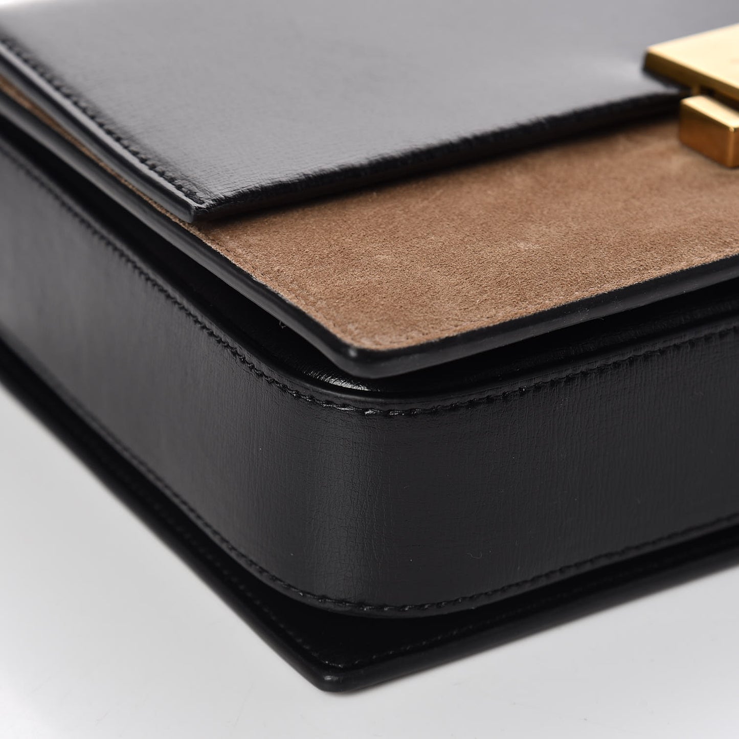 Calfskin Suede Medium Bellechasse Black Beige