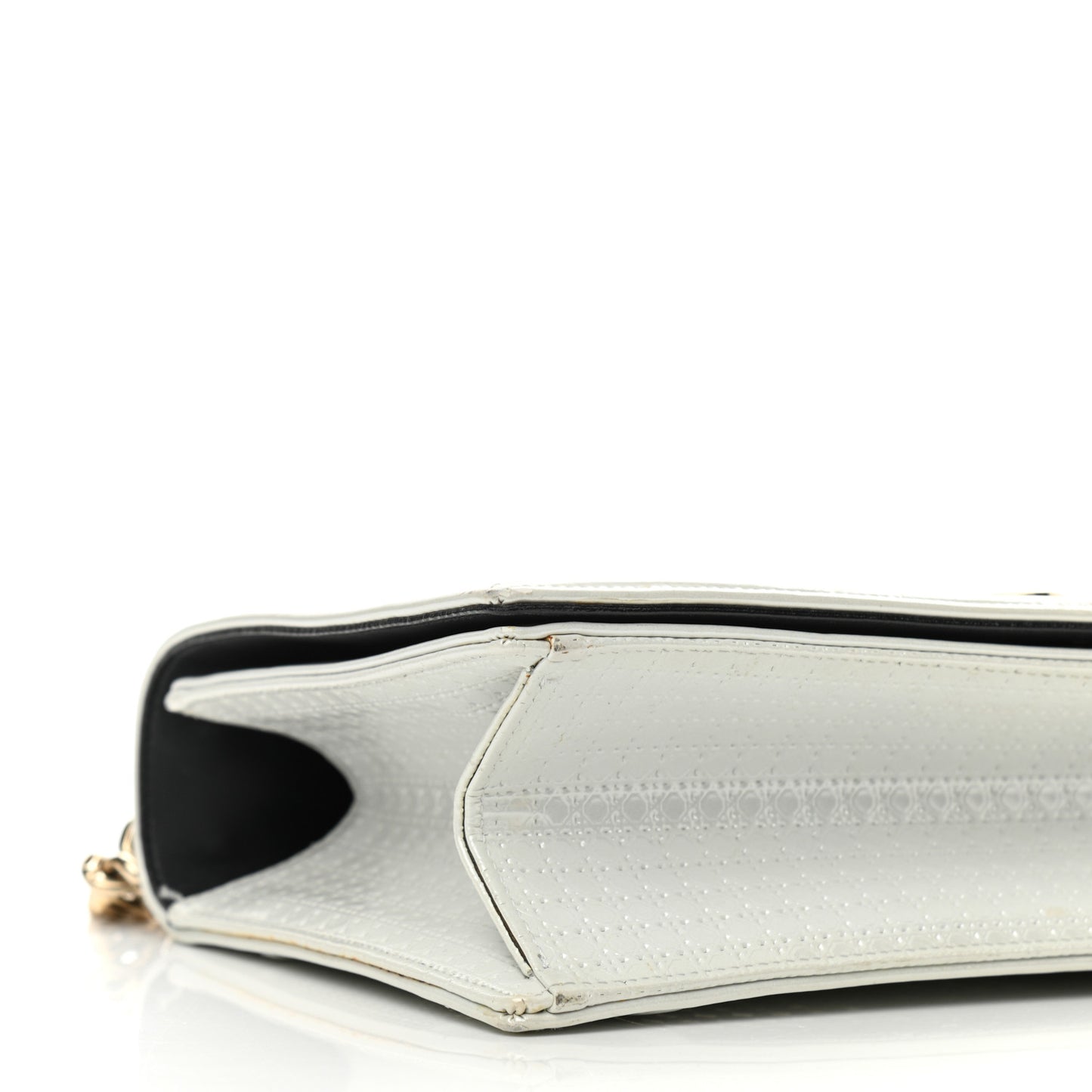 Patent Micro-Cannage Medium Diorama Flap Bag White
