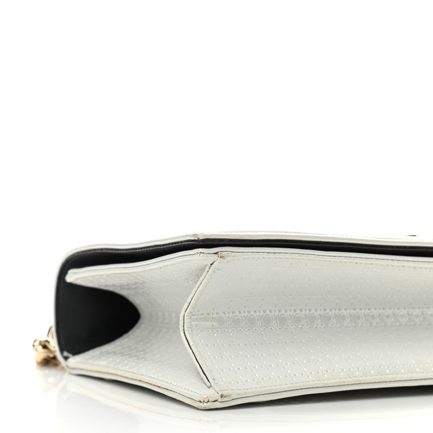 Christian Dior Patent Micro-Cannage Medium Diorama Flap Bag White 8 of 14