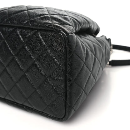 Chanel Caviar Flat Quilted CC Chain Bucket Drawstring Bag Black 10 of 10