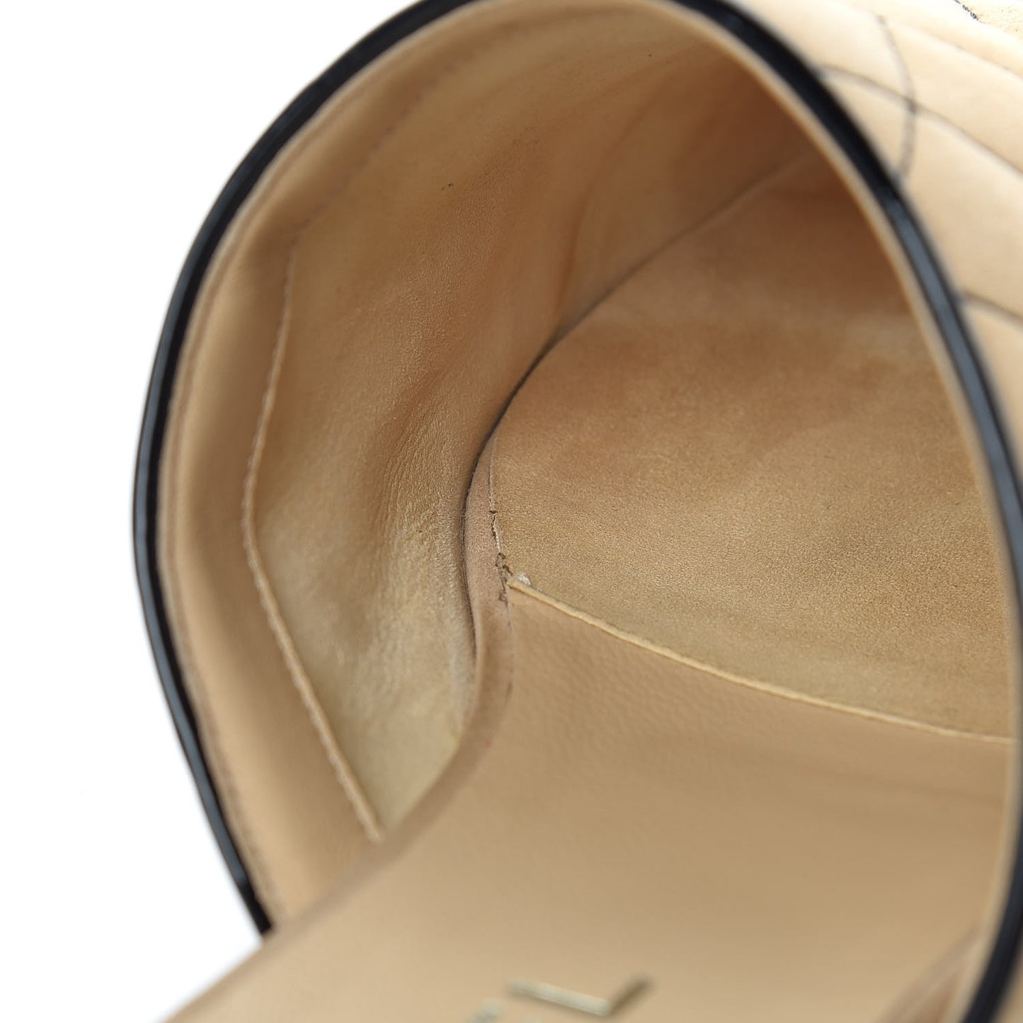 Kid Suede Quilted Mules 38 Beige Black