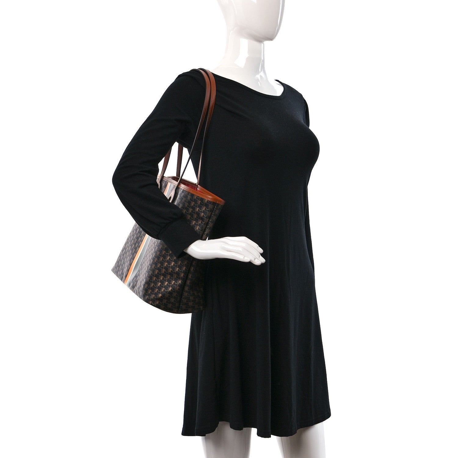 Moynat Grained Calfskin Canvas 1920 Oh! Tote Ruban MM Carbon Bronze Cognac 2 of 9
