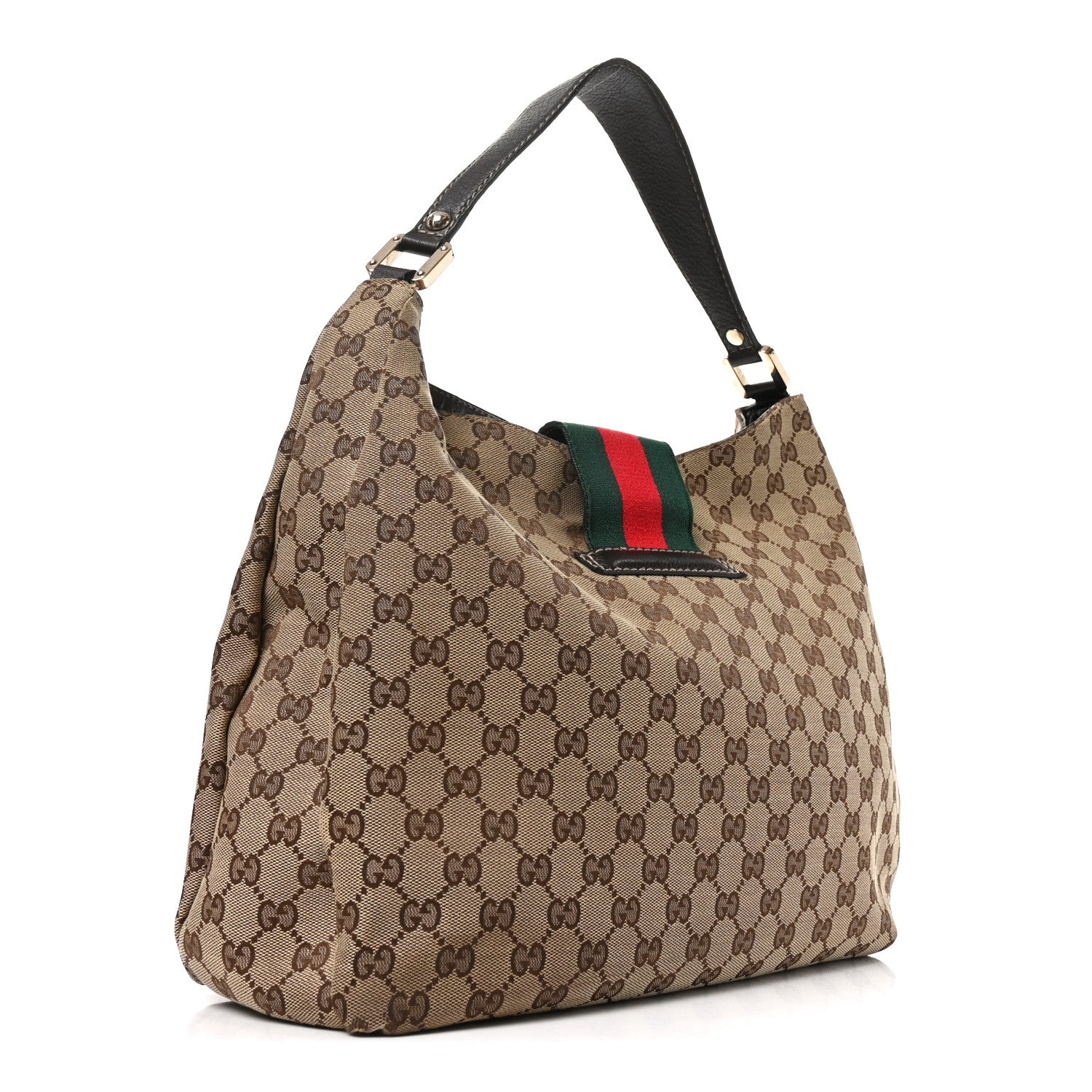 Gucci Monogram Large New Ladies Web Hobo Dark Brown 3 of 10