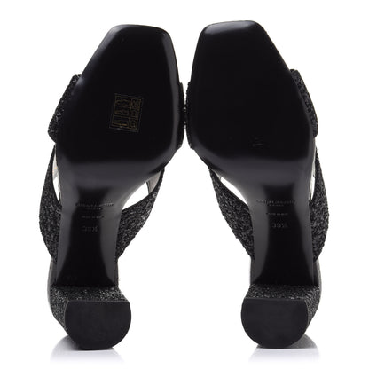 Saint Laurent Glitter LouLou 70 Mule Sandals 39.5 Black 5 of 9