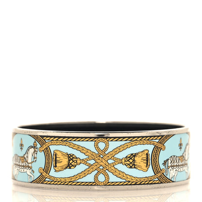 Hermes Enamel Printed Wide Grand Apparat Bracelet 65 Blue 3 of 5