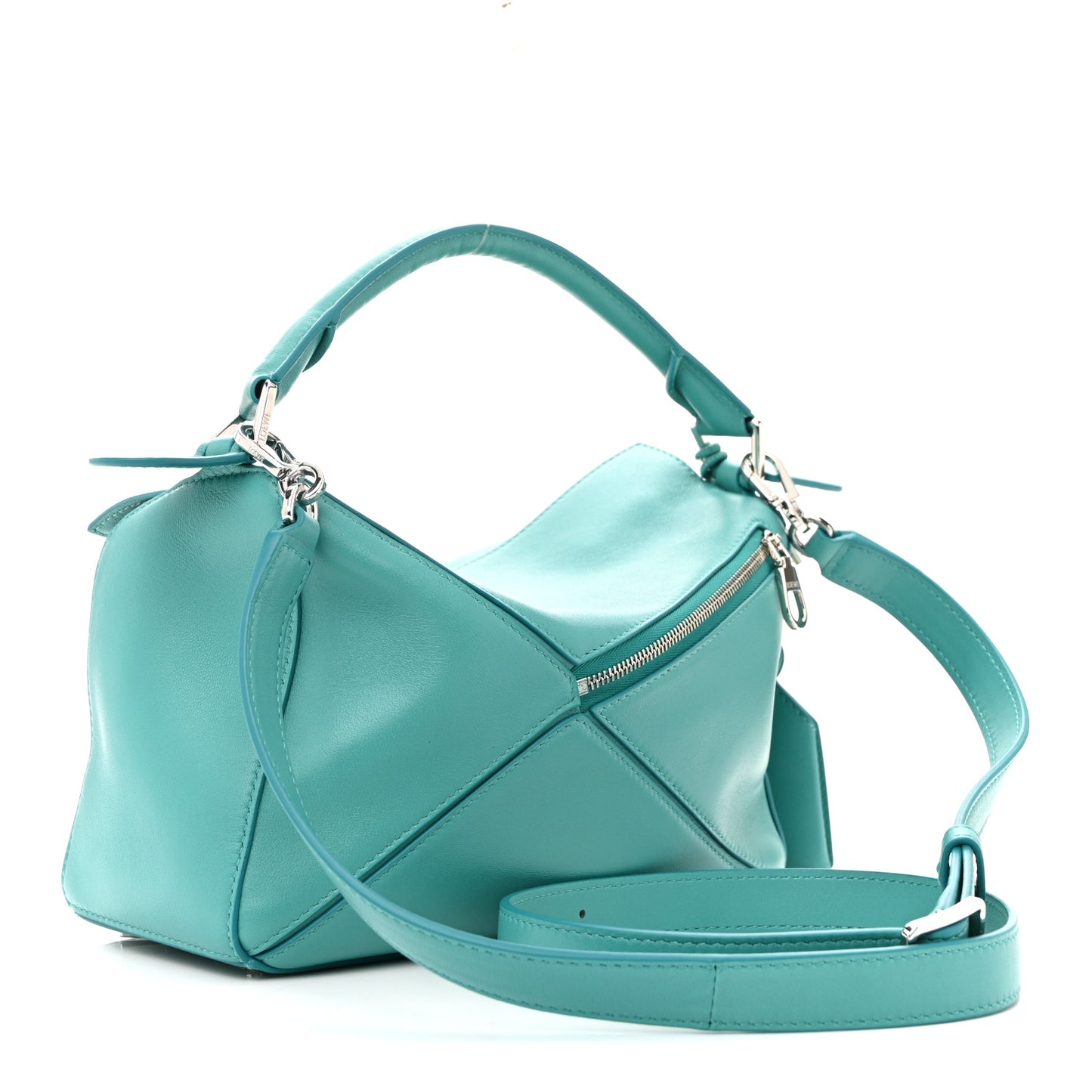 Nappa Lambskin Small Featherlight Puzzle Bag Aquamarine