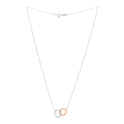 Tiffany 18K White Rose Gold Diamond Double Interlocking Circles Pendant Necklace 3 of 5