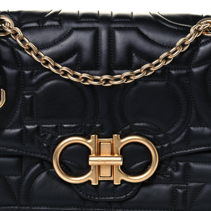 Salvatore Ferragamo Calfskin Quilted Gancini Flap Bag Black 10 of 10