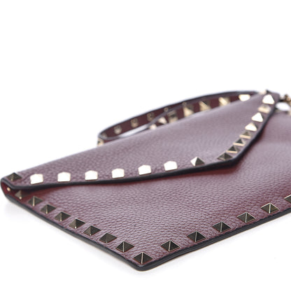 Valentino Garavani Pebbled Calfskin Medium Rockstud Envelope Flat Wristlet Pouch Rubin 7 of 10