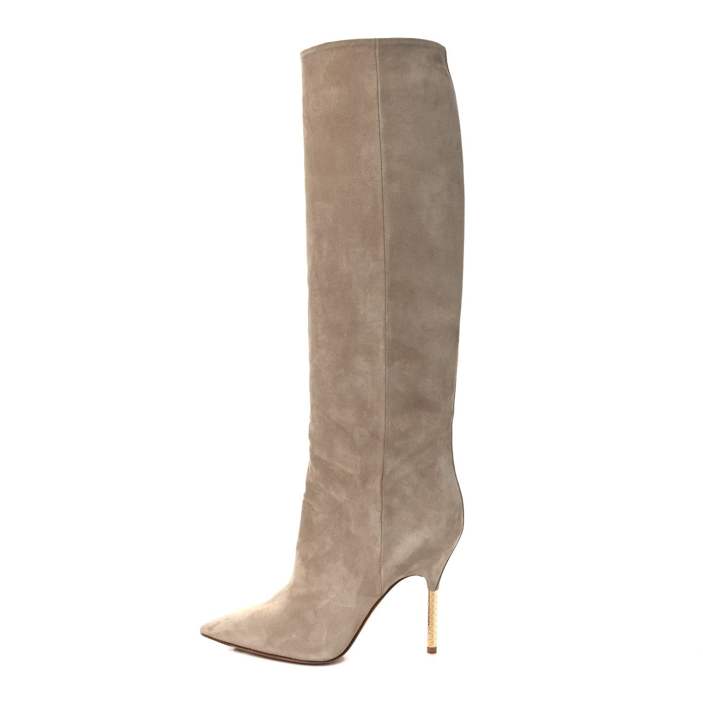 Suede Monogram Knee Boots 37 Beige